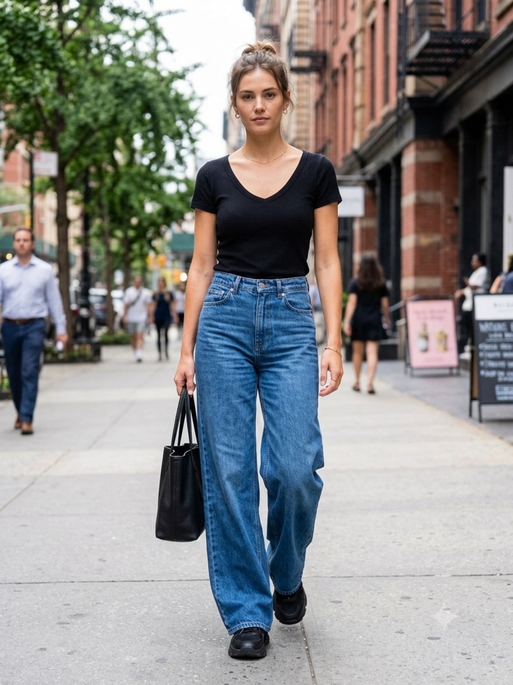 Free People Black Scoop Neck Short Sleeve Tee